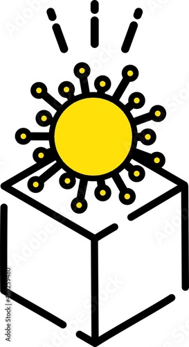 アイコン01（ウィルス　細菌　ばい菌　研究所　病院　医療　かわいいアイコン　黄色）