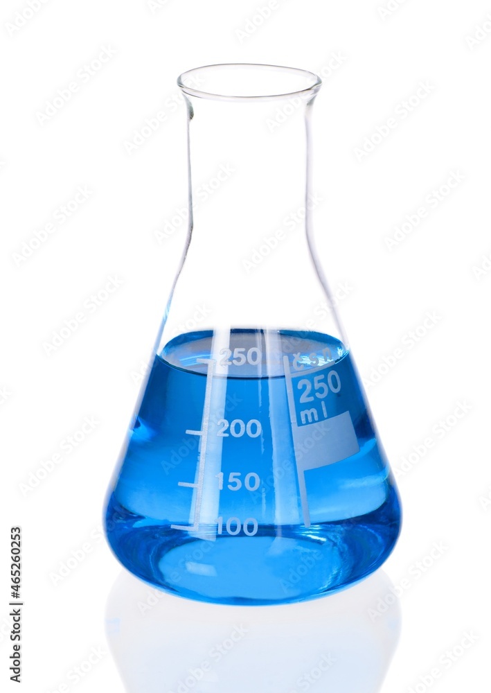 Conical Flask with Blue Liquid - Isolated Conical Flask with Blue Liquid - Isolated
