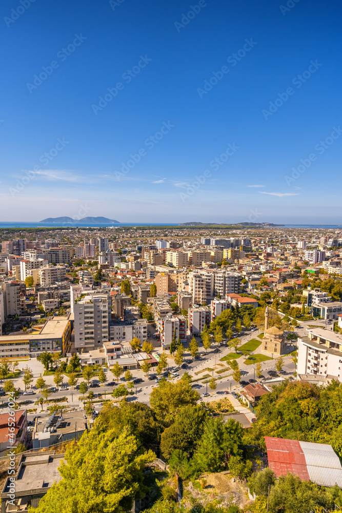 View of the city Vlore in Albania. Vlore is the second largest port city of Albania