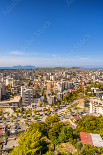 Fototapeta Naklejka Na Ścianę i Meble -  View of the city Vlore in Albania. Vlore is the second largest port city of Albania