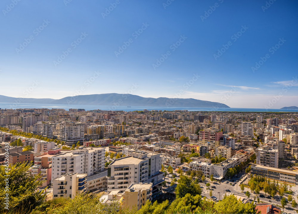 View of the city Vlore in Albania. Vlore is the second largest port city of Albania