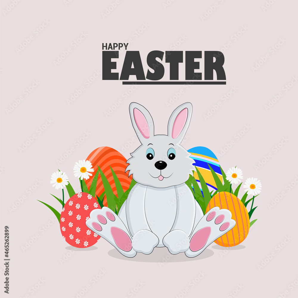 Creative colorful painted easter egg and bunny Creative colorful painted easter egg and bunny