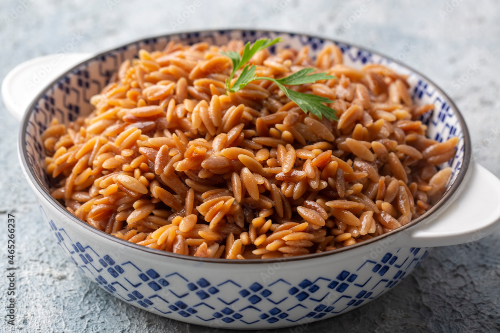Traditional delicious Turkish dish, barley noodle pilaf (Turkish name; Arpa sehriye pilavi) Traditional delicious Turkish dish, barley noodle pilaf (Turkish name; Arpa sehriye pilavi)