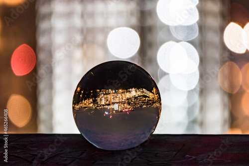 Stockholm, Sweden, The neigbourhood of Liljeholmskajen seen through a crystal ball. photo