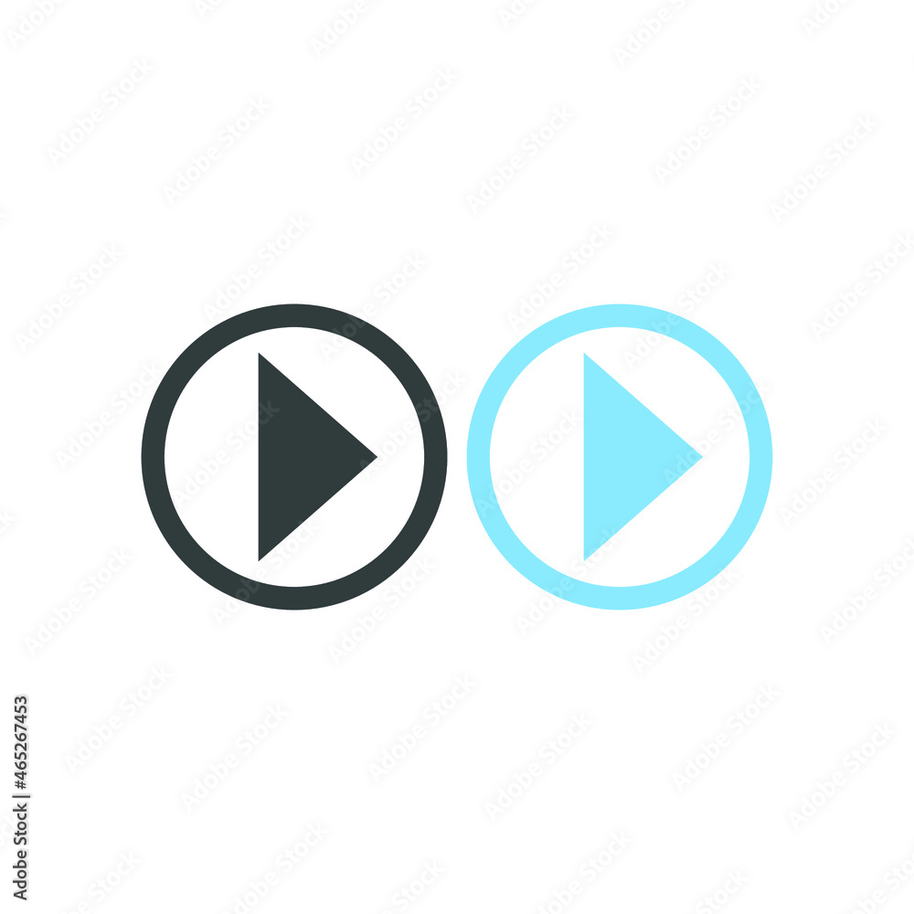 Play button icon in trendy flat style isolated on grey background. Play symbol for your web site design, logo, app, UI. Vector illustration Play button icon in trendy flat style isolated on grey background. Play symbol for your web site design, logo, app, UI. Vector illustration