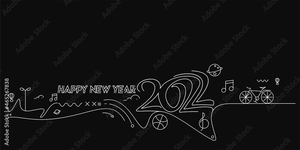 Happy New Year 2022 Text with travel world Design Patter, Vector illustration. Happy New Year 2022 Text with travel world Design Patter, Vector illustration.