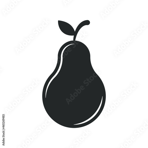 Pear shape icon. Vegetable symbol. Fruit silhouette. Food logo. Vector illustration image. Isolated on white background.