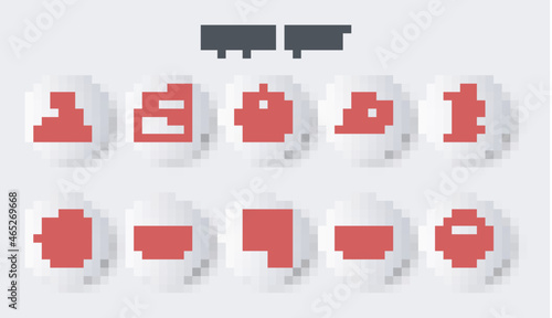 Set line Steering wheel, Car brake disk with caliper, door handle, Gear shifter, and gas pedals icon. Vector