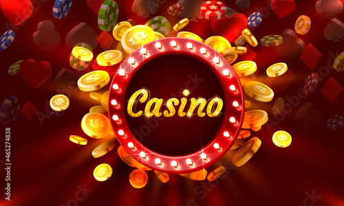 Jackpot casino coin, cash machine play now. Vector