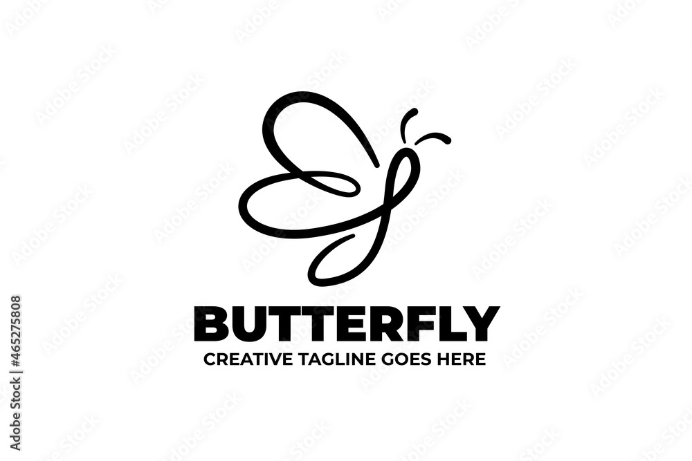 Simple Beautiful Butterfly Monoline Logo Simple Beautiful Butterfly Monoline Logo