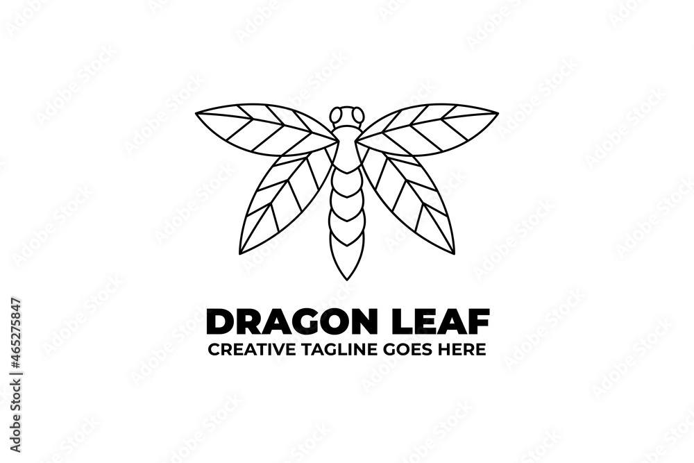 Dragonfly Leaf Animal Nature Monoline Logo Dragonfly Leaf Animal Nature Monoline Logo