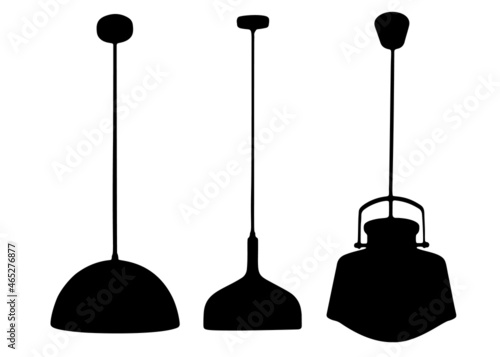 Hanging chandeliers for the room and kitchen. Vector image.