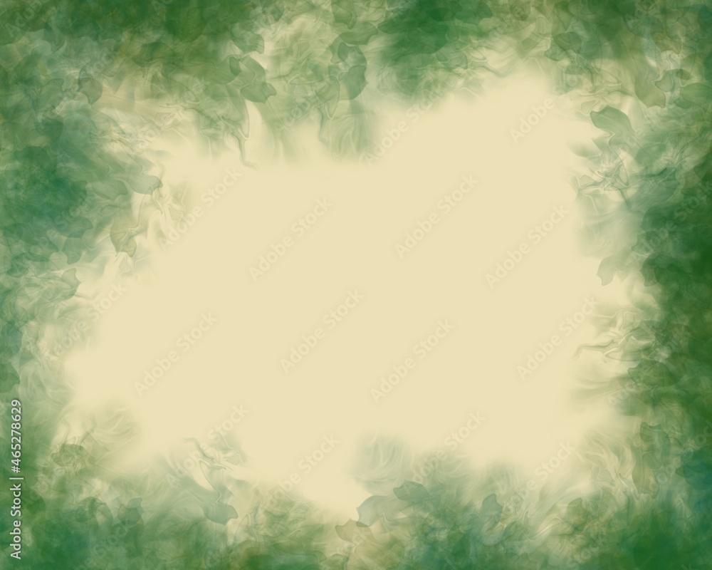 Abstract soft yellow background with green floral border frame Abstract soft yellow background with green floral border frame
