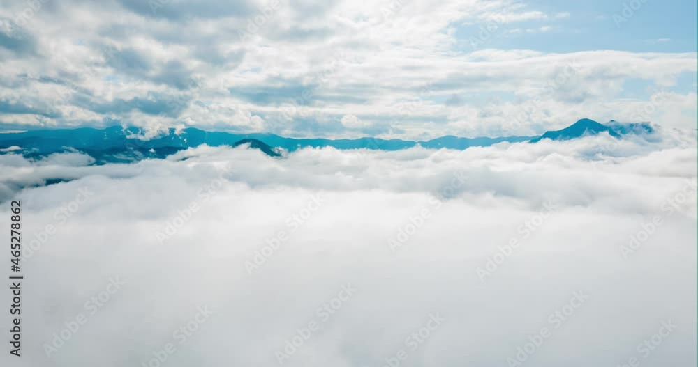 Aerial view Time lapse of amazing misty waves moving over the mountains during morning at Mae Hong Son province Northern unseen Thailand Aerial view Time lapse of amazing misty waves moving over the mountains during morning at Mae Hong Son province Northern unseen Thailand
