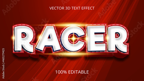 Racer 3d creative text effect design 