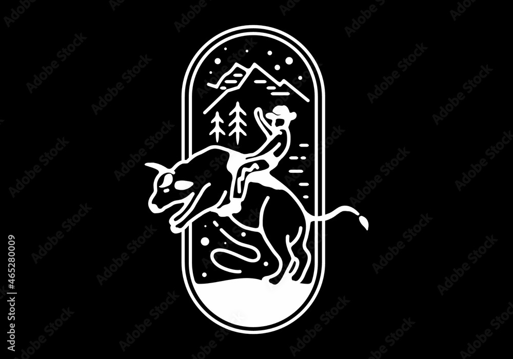 Fototapeta premium Wild Rodeo line art illustration