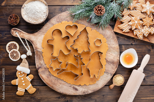 Baking Christmas cookies at home.