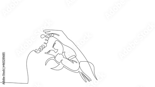 Caring young biracial mother hold lean to chest cute little infant toddler loving african american. Familying minimalist concept. Full length single line animation. High quality 4k footage