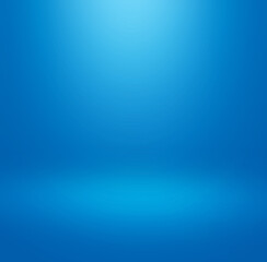 blue gradient abstract background of empty blue room in 3d background with spotlight on stage.