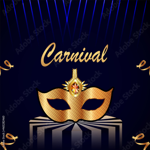 Carnival celebration party background with golden mask
