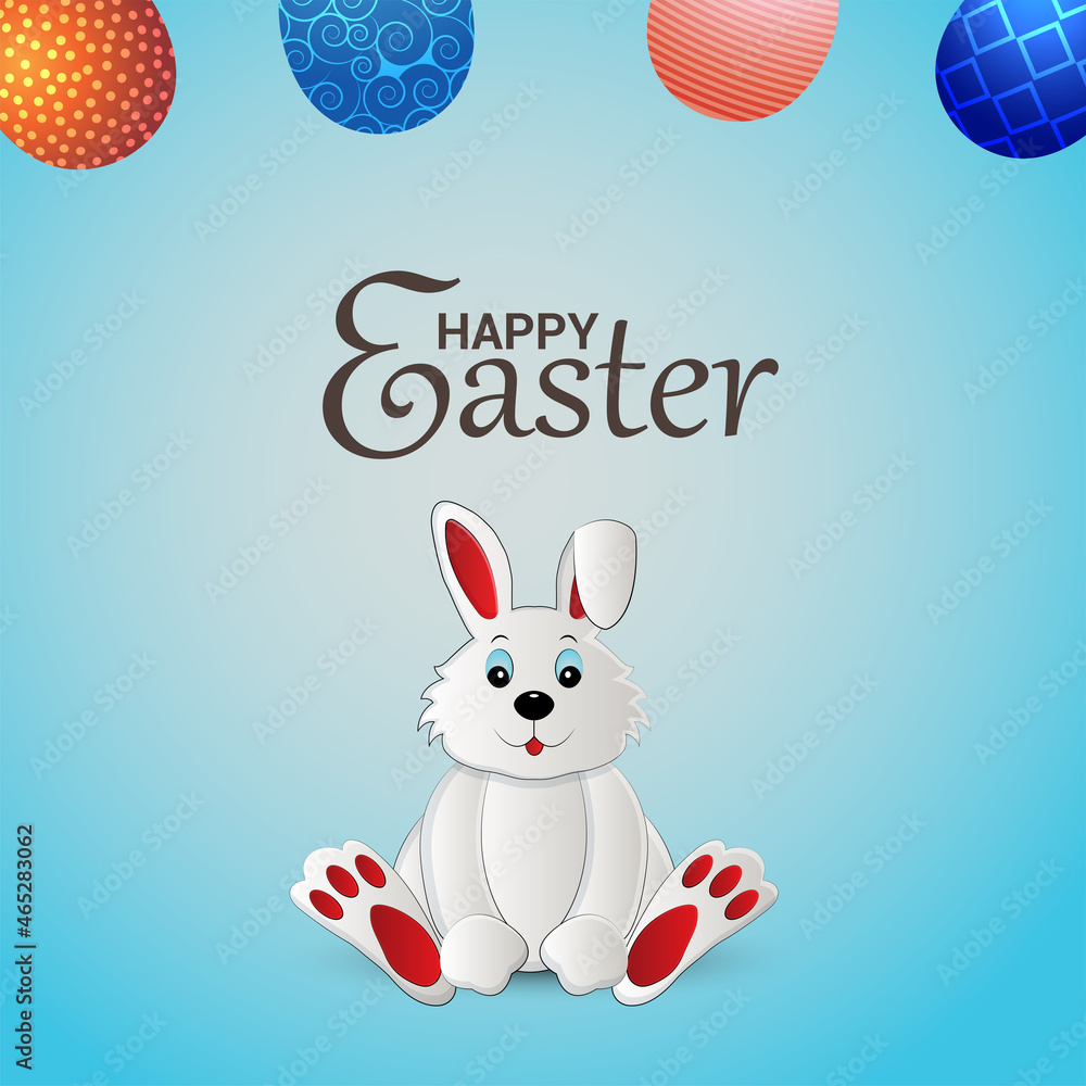 Happy easter day greeting card and easter bunny Happy easter day greeting card and easter bunny