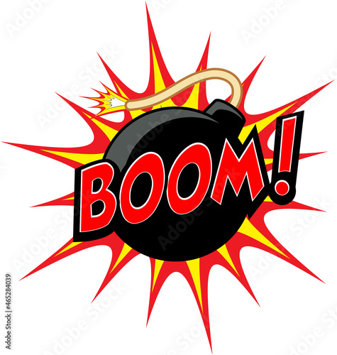 cartoon round black bomb explosive with lit fuze