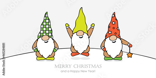 christmas greeting card with cute christmas dwarf