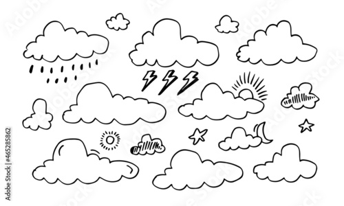 Hand drawn weather collection. Flat style vector illustration on white background.