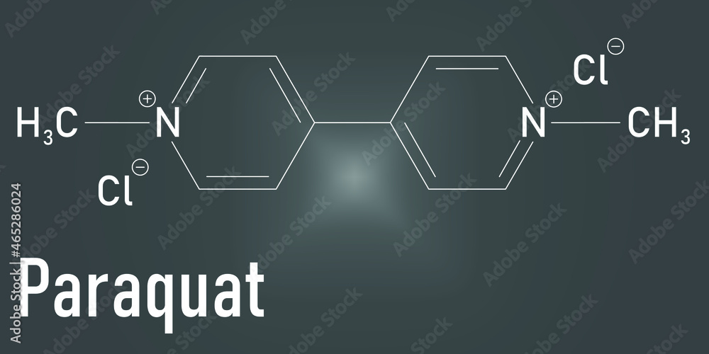 Paraquat herbicide molecule Skeletal formula.