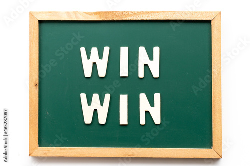 Alphabet letter in word win win in blackboard on white background