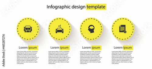 Set Car sharing, , Head silhouette with cloud and Share file. Business infographic template. Vector