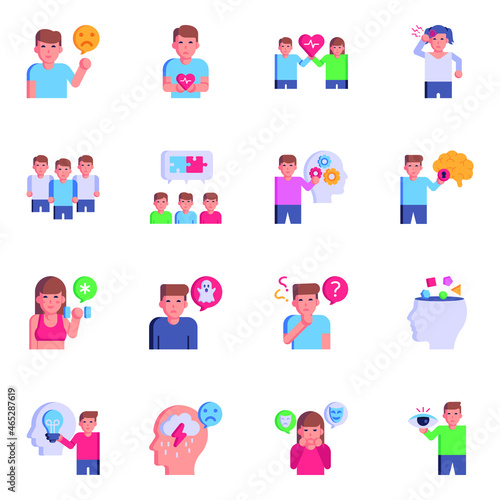 Pack of Psychological Disorders Flat Icons

