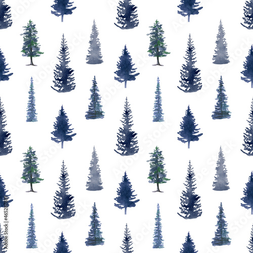 winter forest background seamless pattern