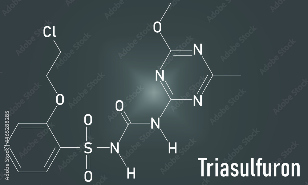 Triasulfuron herbicide molecule. Skeletal formula.