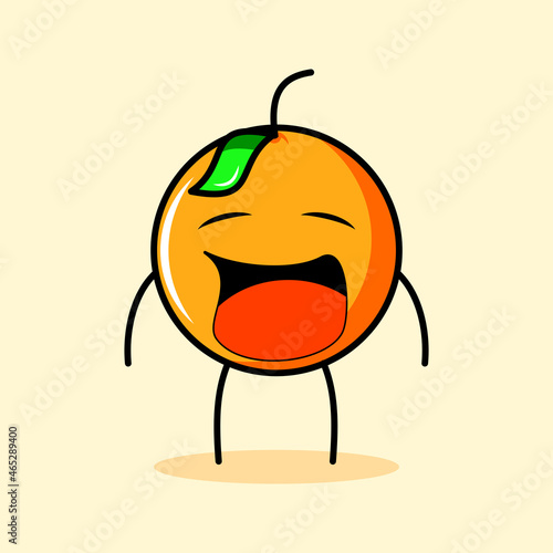 cute orange character with crying expression. cartoon, emoticon, modern, fresh, outline and mascot logotype. suitable for logo, icon and sign