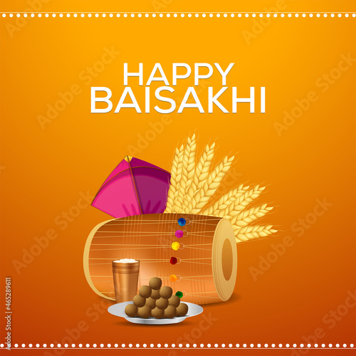 Sikh festival happy vaisakhi with vector illustration and background