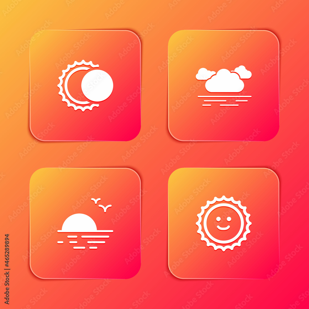 Set Eclipse of the sun, Cloud, Sunset and icon. Vector Set Eclipse of the sun, Cloud, Sunset and icon. Vector
