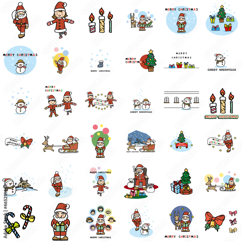 Naklejka premium クリスマスのイラストセット