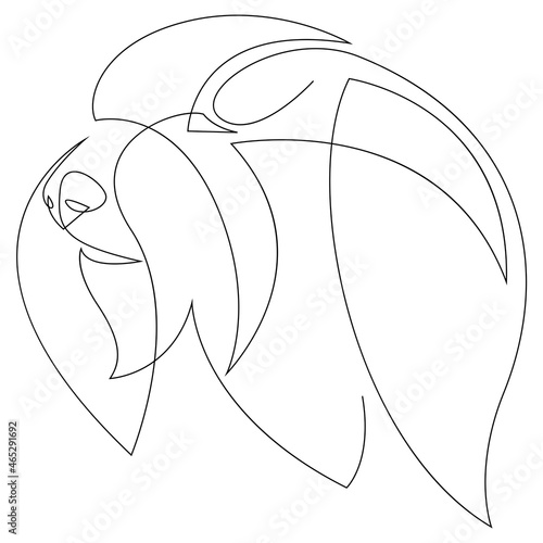 Old English Sheepdog vector Dog portrait. Continuous line. Bobtail dog one line drawing