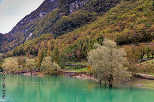 mountain landscape at Tenno lake in Italy. 