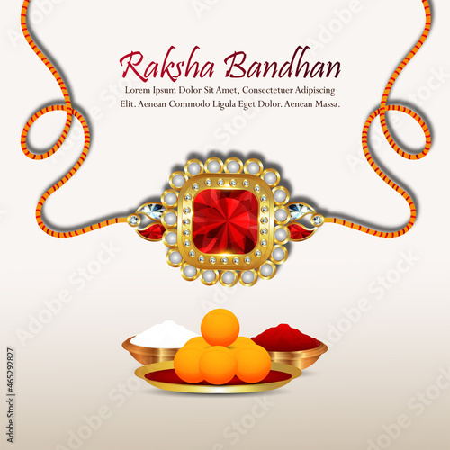 Decorative rakhi for happy raksha bandhan with creative rakhi with crystal stone and puja thali