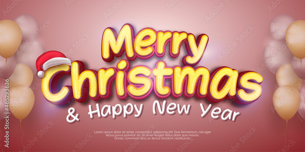 Editable text Merry Christmas 3d style for celebration banner christmas and new year