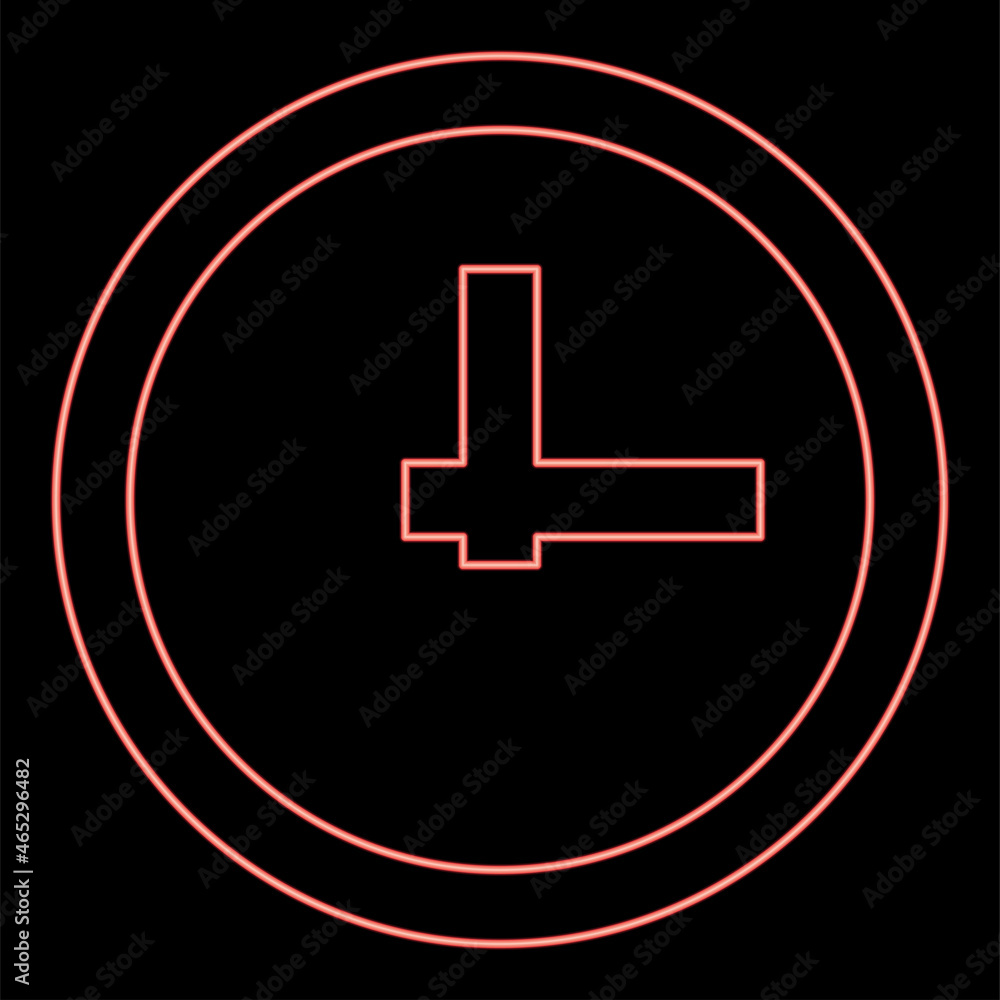 Obraz premium Neon clock red color vector illustration flat style image