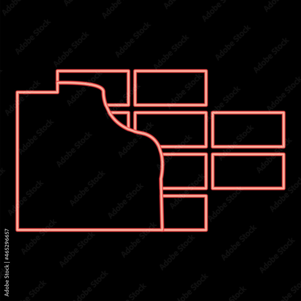 Naklejka premium Neon wall red color vector illustration flat style image