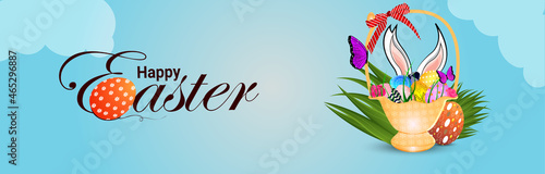 Happy easter day celebration banner with creative easter egg