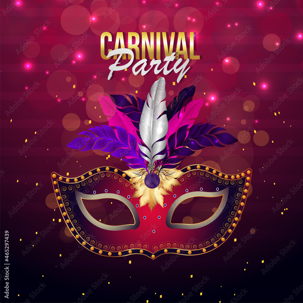 Carnival party celebration background with golden mask