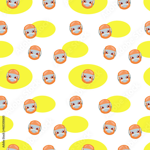 Wallpaper Mural White with orange smiling robot with yellow elements seamless vector pattern Torontodigital.ca