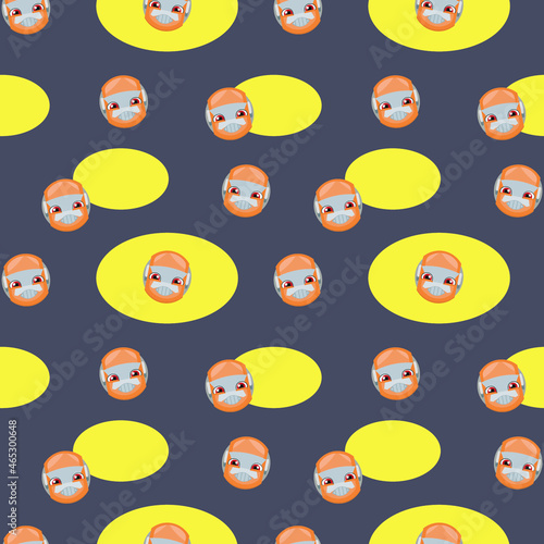 Wallpaper Mural Dark gray with orange smiling robot with yellow elements seamless vector pattern Torontodigital.ca