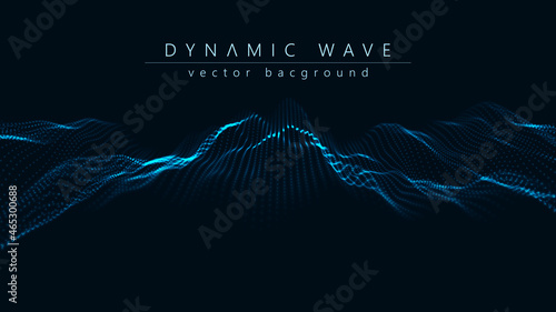 Wave of particles. Technology background concept dynamic wave Vector illustration. Futuristic point wave.
