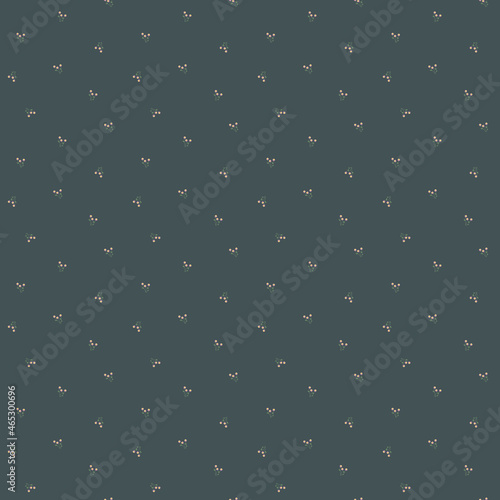 Wallpaper Mural Dark green with small red flowers seamless vector pattern Torontodigital.ca